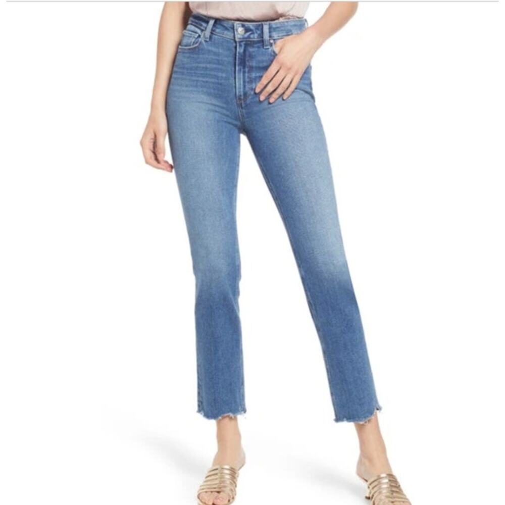 PAIGE Cindy High Waist Straight Leg Jeans In Roxanne W/ Grand Hem 27